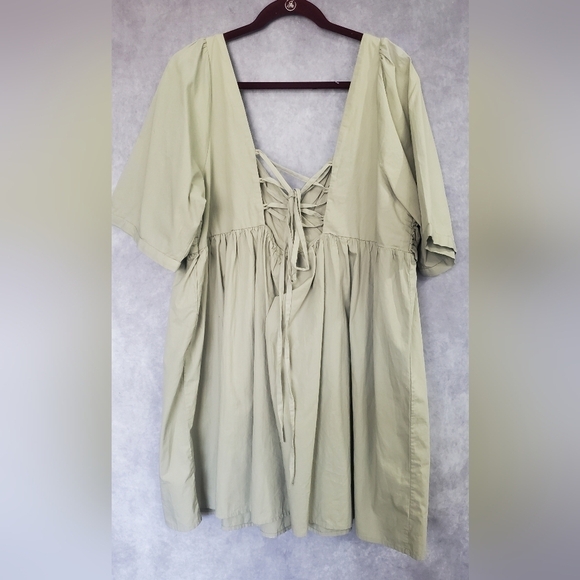 ANTHROPOLOGIE RUCHED PUFF-SLEEVE BABYDOLL MINI COTTON DRESS 2X - Picture 6 of 14